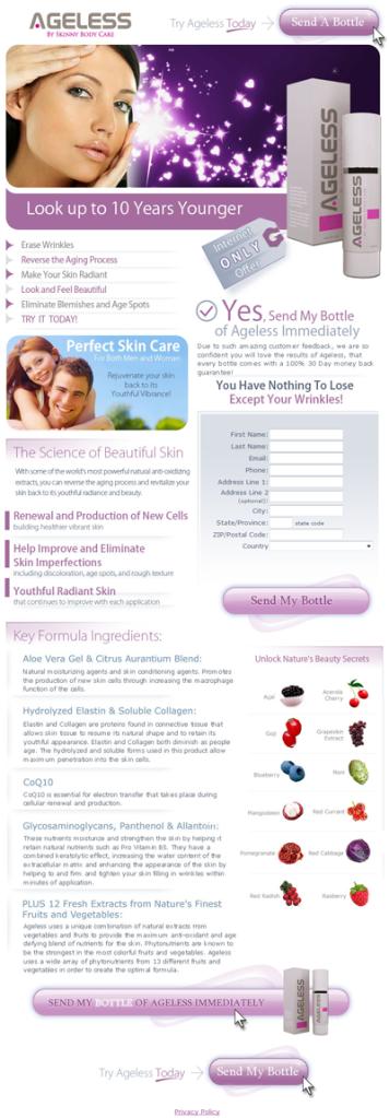 Try Ageless Today Screen Shot (c) goldrushdirect skinny body carelosing