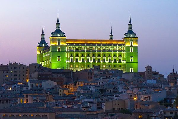 Alcazar fortress in green lights Alcazar fortress in green lights