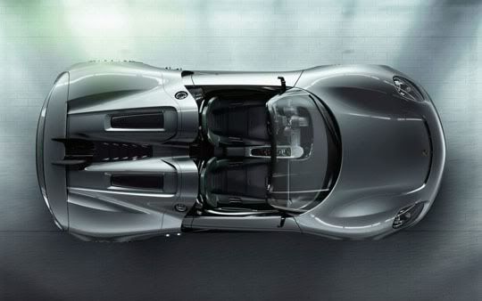 Porsche 918 Spyder hybrid top view Porsche 918 Spyder hybrid top view