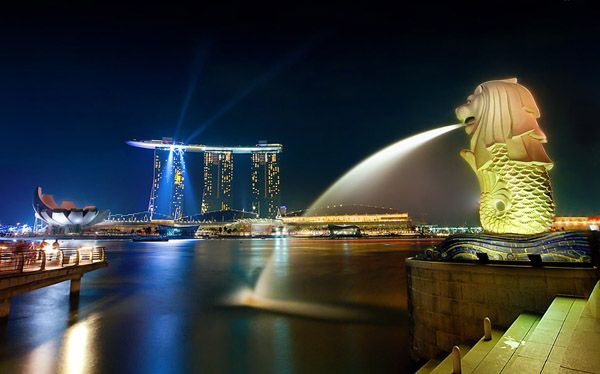 The Merlion by night The Merlion by night