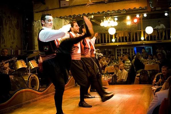 Traditional Greek dance in a tavern in Athens Traditional Greek dance in a tavern in Athens