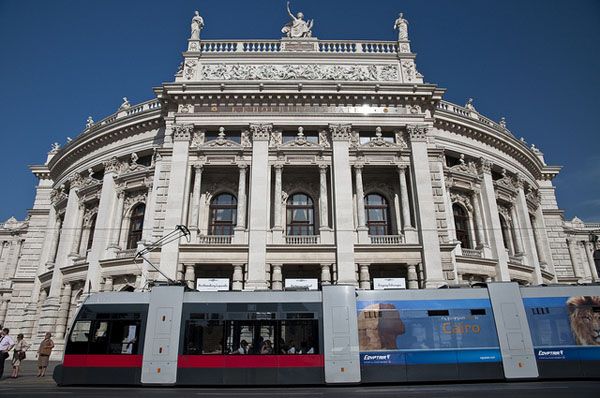 Tram passing by Burgtheater Tram passing by Burgtheater
