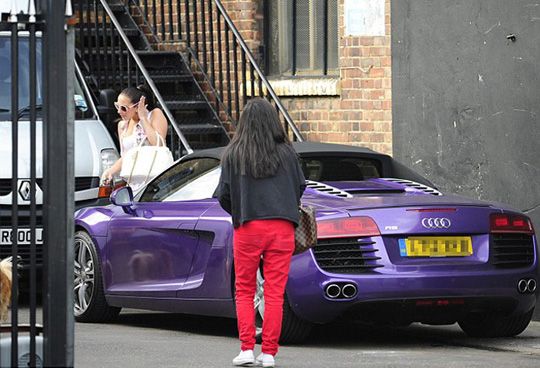 Tulisa Contostavlos and her purple Audi R8 Tulisa Contostavlos and her purple Audi R8