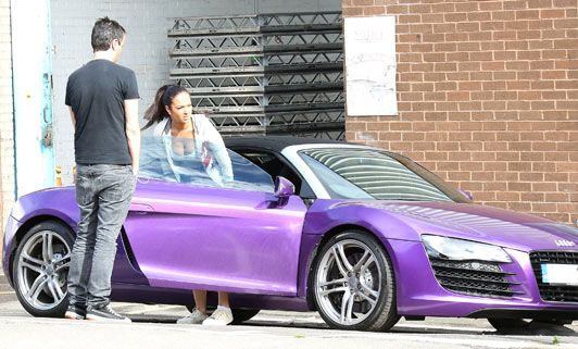 Tulisa Contostavlos entering her Purple Audi R8 Tulisa Contostavlos entering her Purple Audi R8