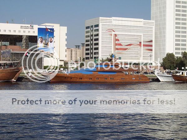 A modern wooden boat at Dubai creek. Everything is modern in this city!