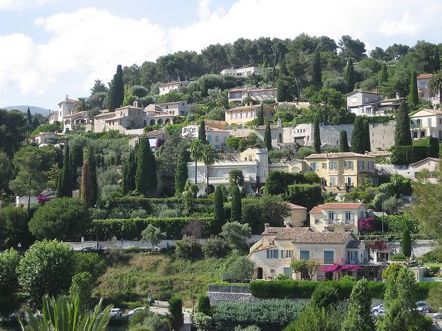 Hillside homes & gardens as viewed from the medieval village of St. Paul de Vence.