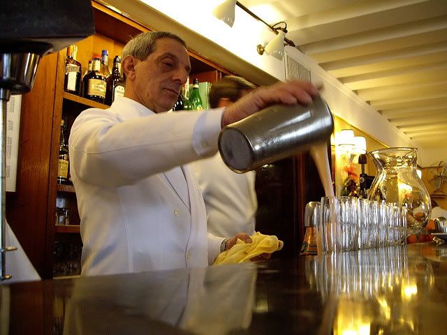 Pouring Bellinis at Harry's Bar, Venice