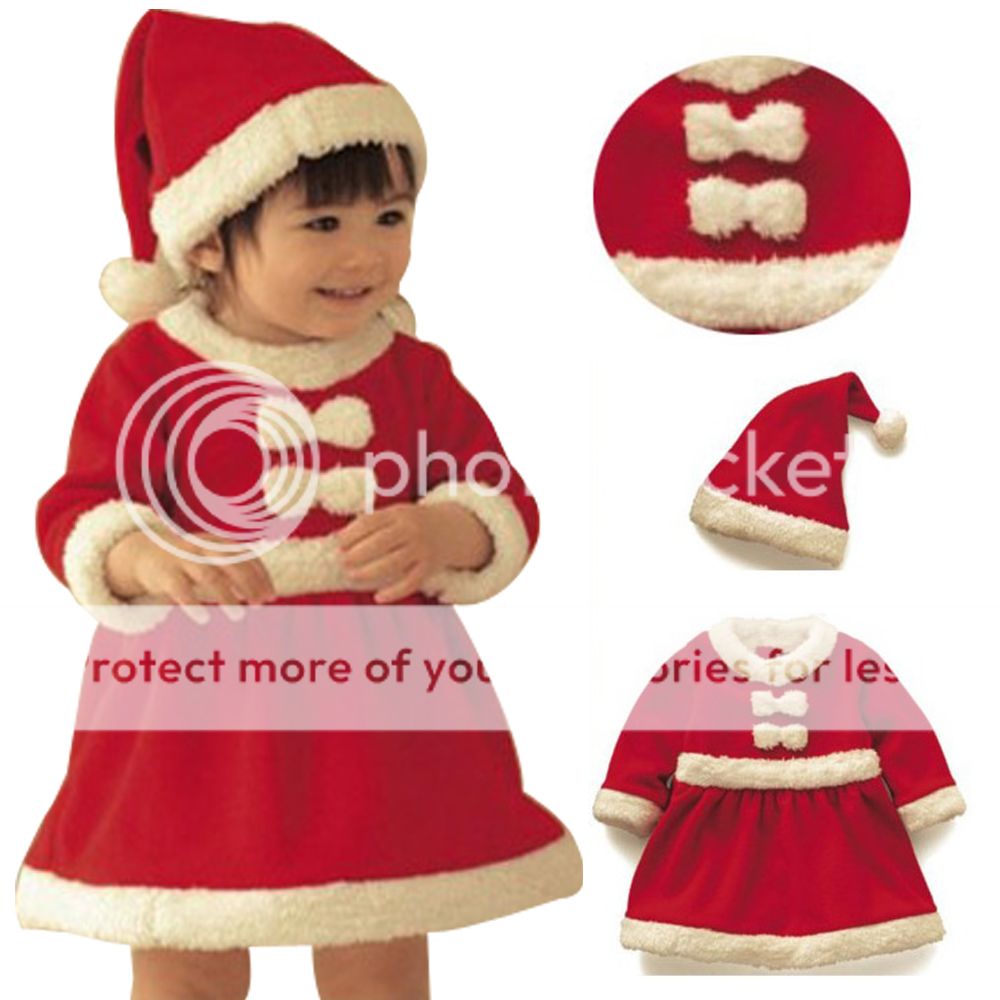 Baby Kids Infant Girls Christmas Xmas Santa Claus Costume Dress Wear 
